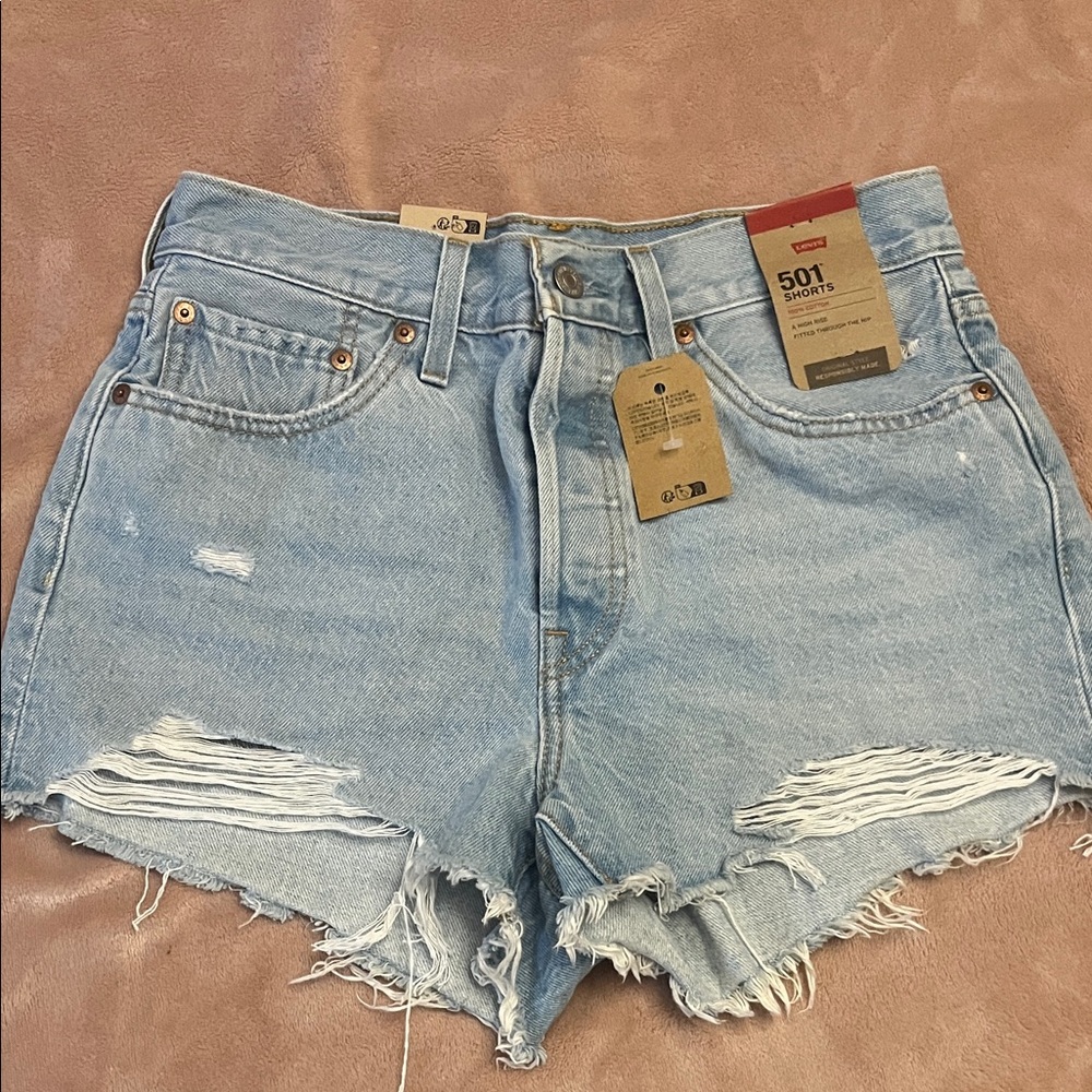 Levi's Women's Distressed Light Blue Jean Shorts